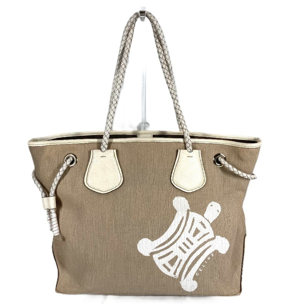 CELINE Vintage Logo Macadam Tote Bag, Shoulder Leather, Canvas, Men's & Women...